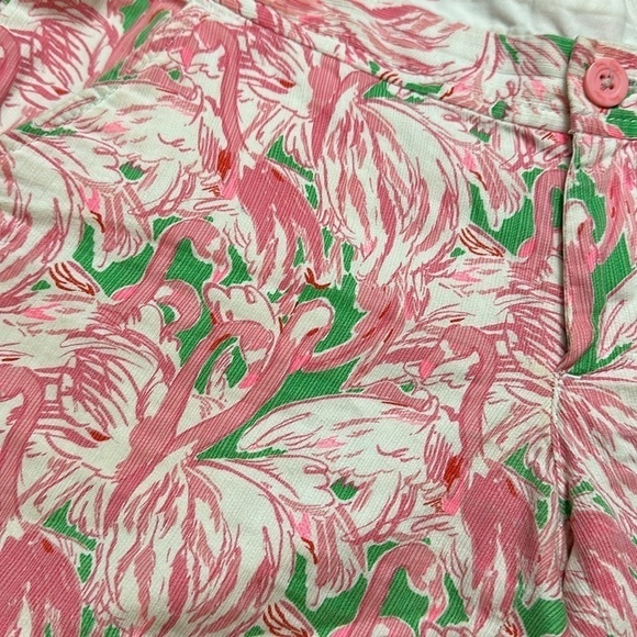 Lilly Pulitzer Size 0 Buttercup Shorts Pink Flamingo Ruffled Trim - Picture 2 of 7